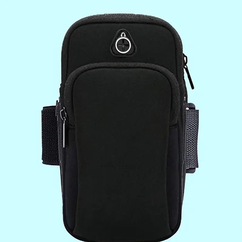 Universal 6.5'' Zippered Multi-Compartment Arm Bag for Fitness & Outdoor Activities,Durable Polyester, Double Layer Storage with Earphone Hole, Ideal for Phone, Keys, and Cosmetics
