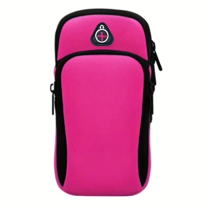Universal 6.5'' Zippered Multi-Compartment Arm Bag for Fitness & Outdoor Activities,Durable Polyester, Double Layer Storage with Earphone Hole, Ideal for Phone, Keys, and Cosmetics