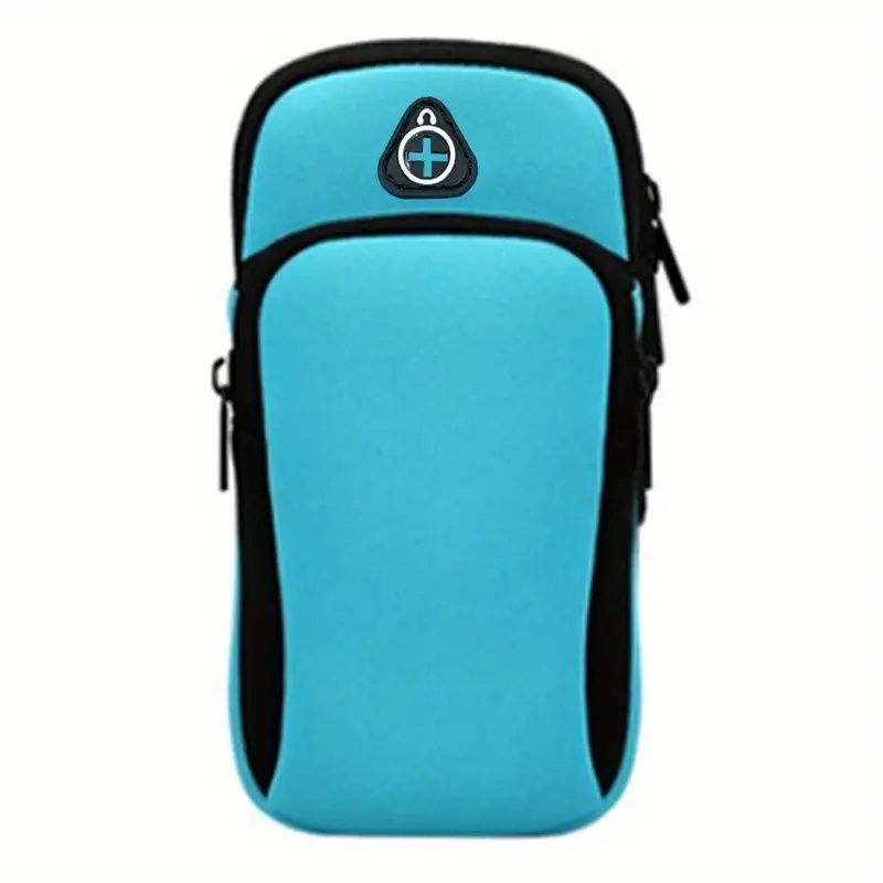 Universal 6.5'' Zippered Multi-Compartment Arm Bag for Fitness & Outdoor Activities,Durable Polyester, Double Layer Storage with Earphone Hole, Ideal for Phone, Keys, and Cosmetics