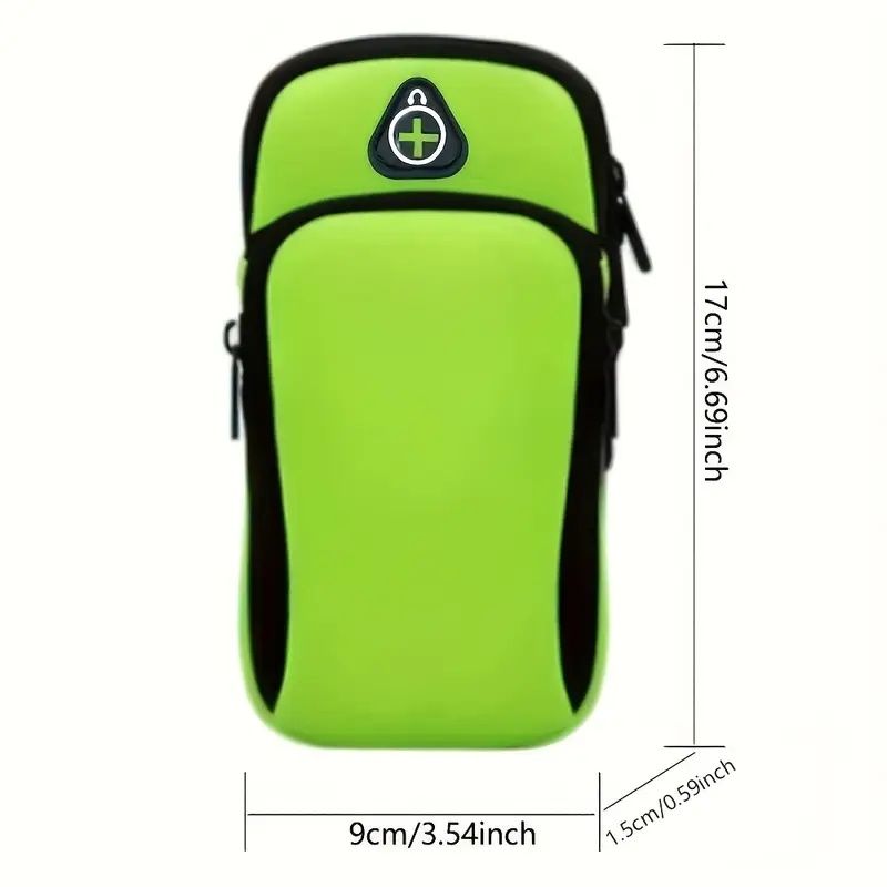 Universal 6.5'' Zippered Multi-Compartment Arm Bag for Fitness & Outdoor Activities,Durable Polyester, Double Layer Storage with Earphone Hole, Ideal for Phone, Keys, and Cosmetics