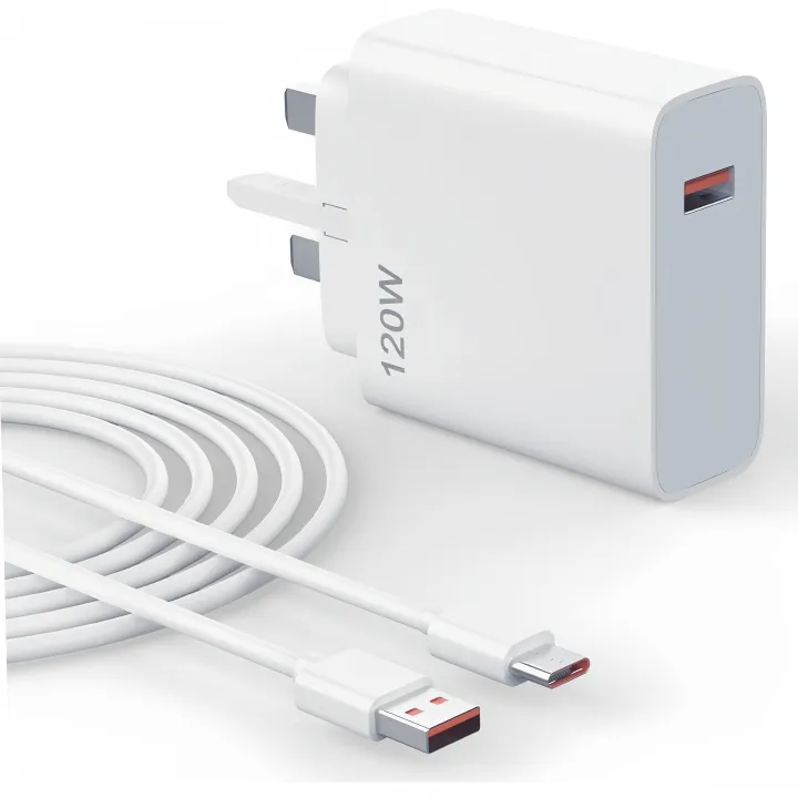 120W Fast Charger Compatible with Xiaomi POCO Samsung Huawei With 1M 6A Type C Cable,Wall Charger UK Power Adapter for Redmi Note