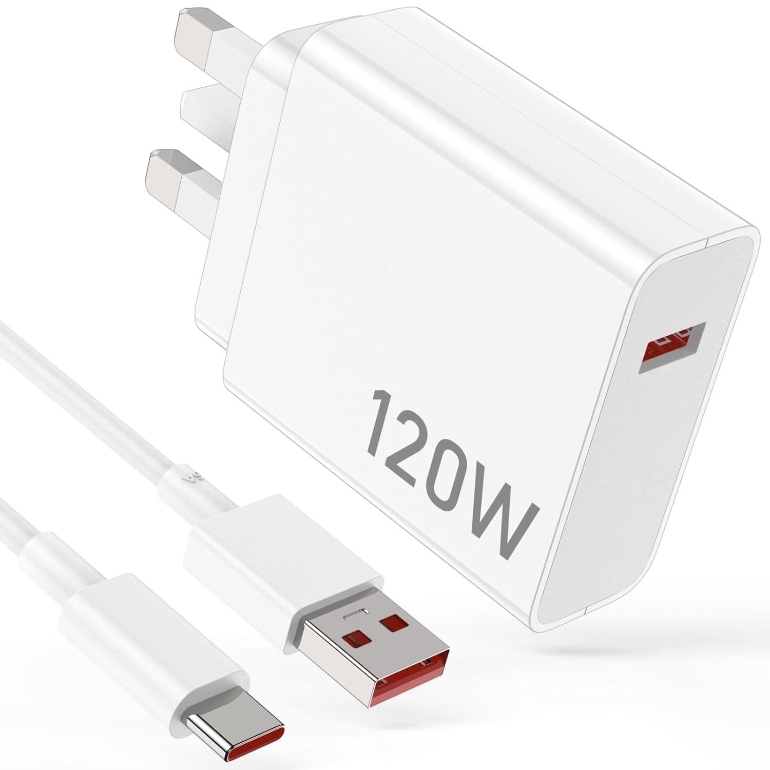 120W Fast Charger Compatible with Xiaomi POCO Samsung Huawei With 1M 6A Type C Cable,Wall Charger UK Power Adapter for Redmi Note