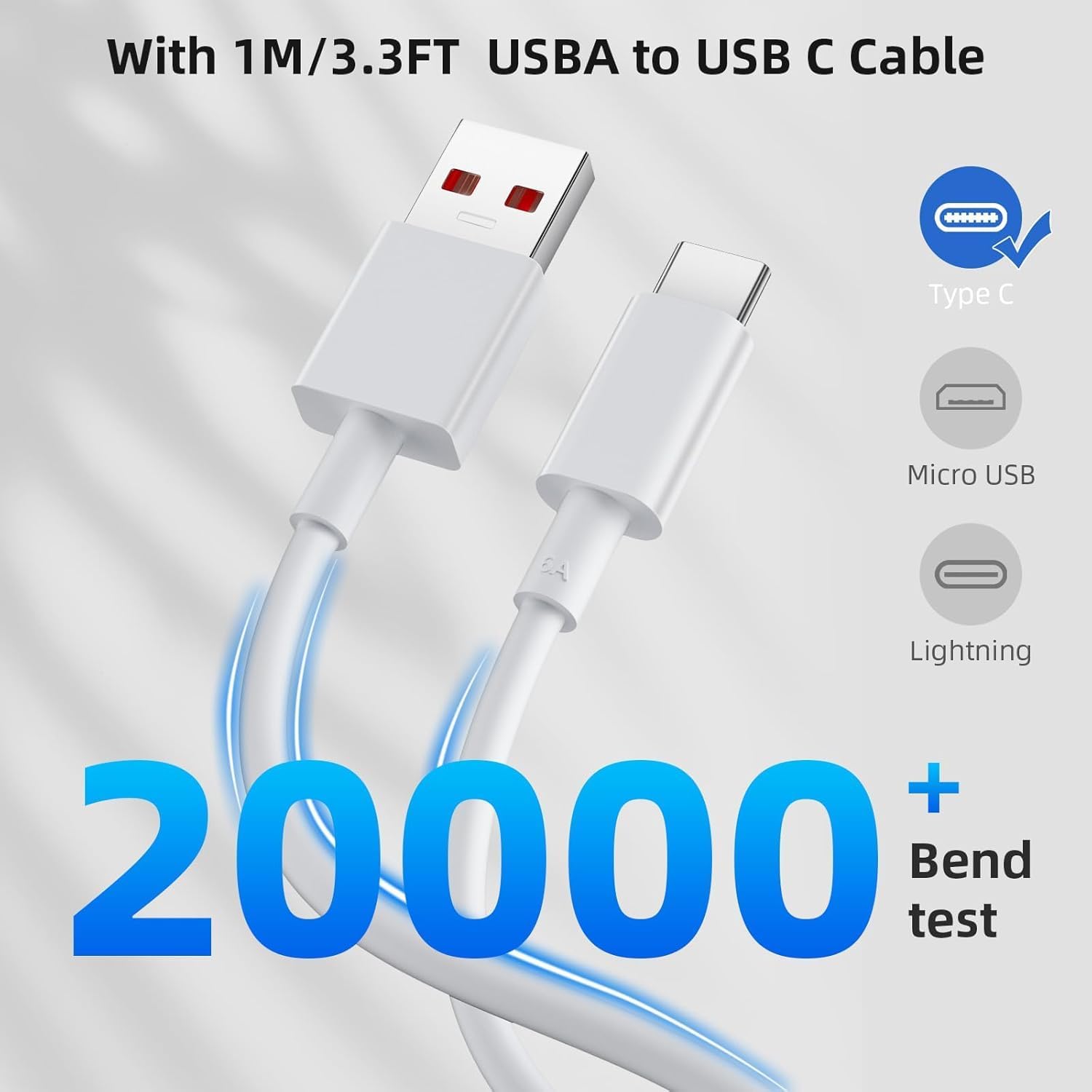 120W Fast Charger Compatible with Xiaomi POCO Samsung Huawei With 1M 6A Type C Cable,Wall Charger UK Power Adapter for Redmi Note