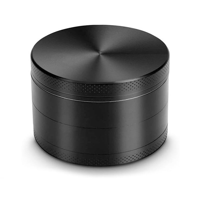 50mm Four Piece Black Premium Zinc Alloy Herb Grinder with Sifter and Magnetic Top for Dry Herb Spices Portable
