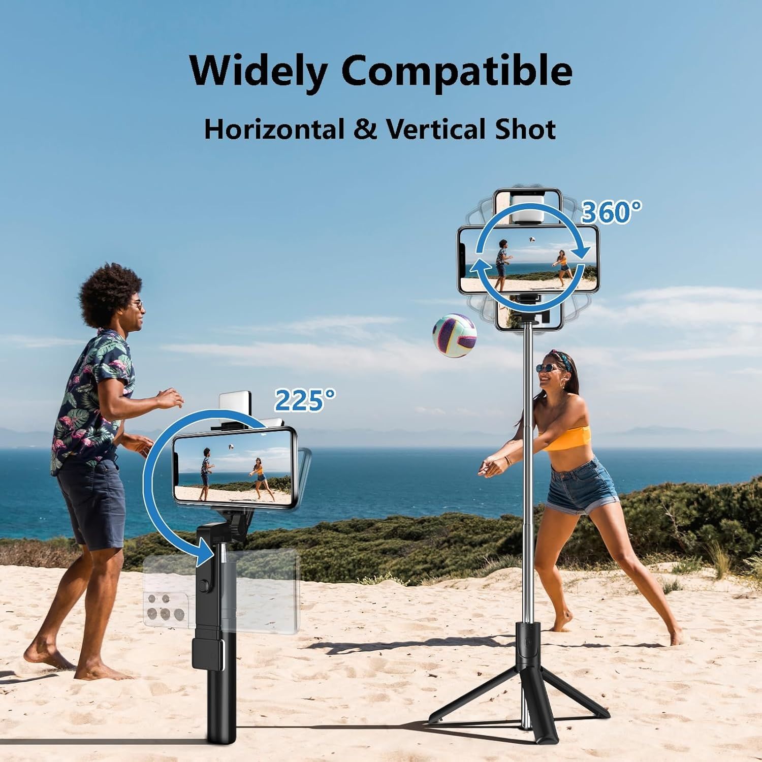 Selfie Stick, 70cm Retractable Phone Tripod with Wireless Remote Control & Light, Portable Selfie Stick Tripod for Photograph, Live Streaming, Video Recording, Compatible with All Cellphones