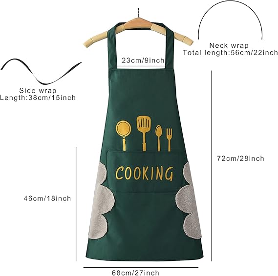 2pcs Black And Green Polyester Apron, Simple Apron, Thickened High Quality And Waist Apron, Fashion Housework Kitchen Home Work Clothes, Kitchen Supplies, Printed Apron