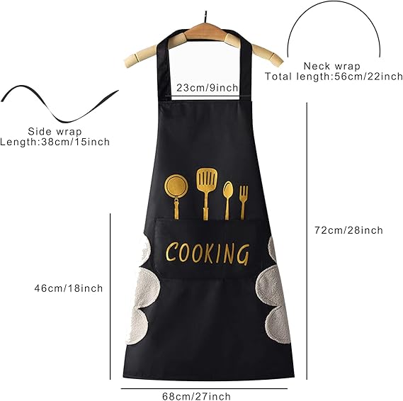 2pcs Black And Green Polyester Apron, Simple Apron, Thickened High Quality And Waist Apron, Fashion Housework Kitchen Home Work Clothes, Kitchen Supplies, Printed Apron