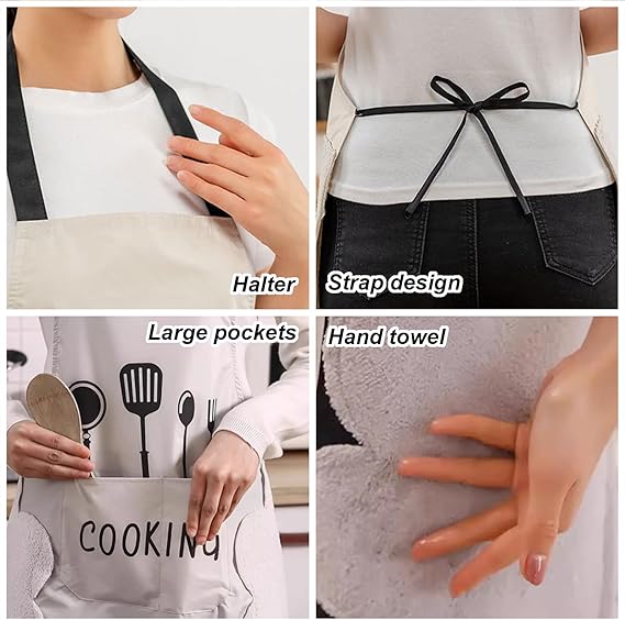 2pcs Black And Green Polyester Apron, Simple Apron, Thickened High Quality And Waist Apron, Fashion Housework Kitchen Home Work Clothes, Kitchen Supplies, Printed Apron