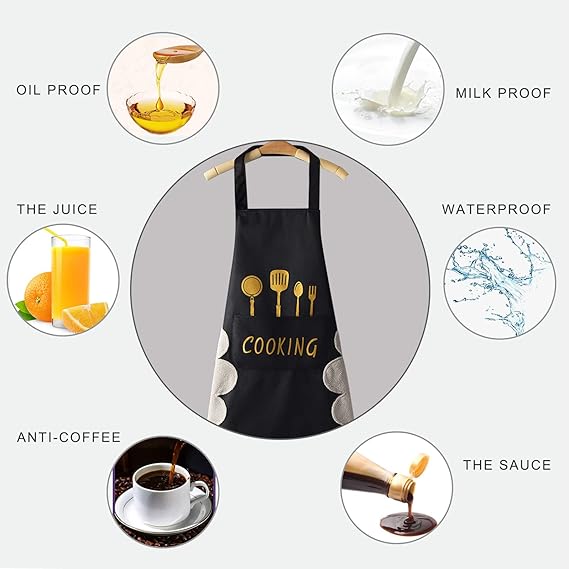 2pcs Black And Green Polyester Apron, Simple Apron, Thickened High Quality And Waist Apron, Fashion Housework Kitchen Home Work Clothes, Kitchen Supplies, Printed Apron