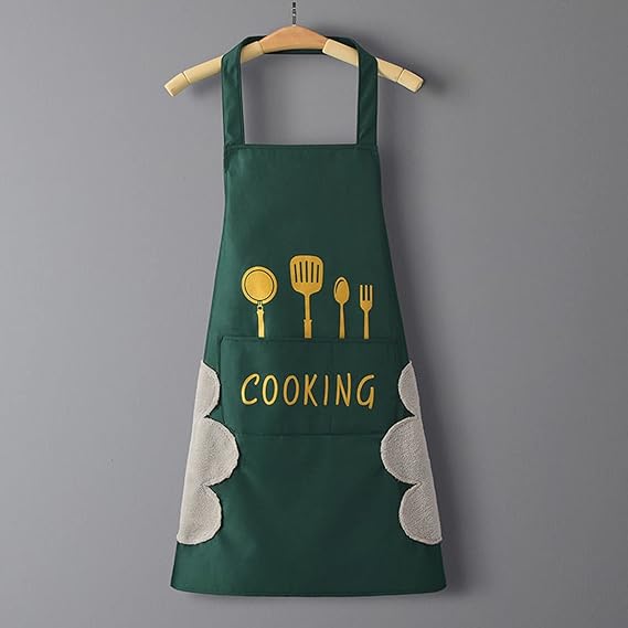 2pcs Black And Green Polyester Apron, Simple Apron, Thickened High Quality And Waist Apron, Fashion Housework Kitchen Home Work Clothes, Kitchen Supplies, Printed Apron