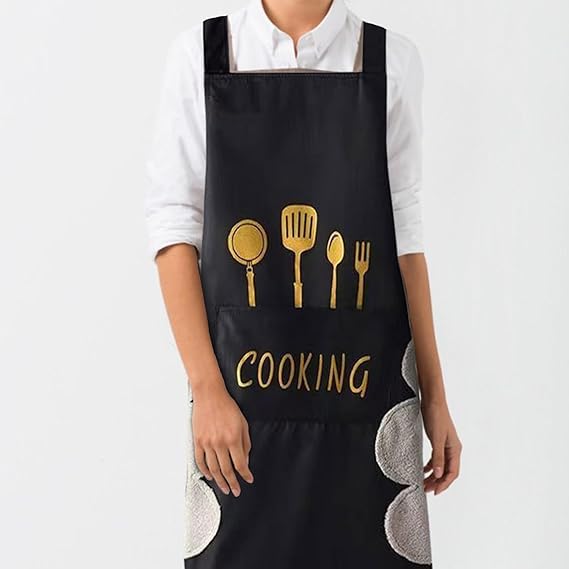 2pcs Black And Green Polyester Apron, Simple Apron, Thickened High Quality And Waist Apron, Fashion Housework Kitchen Home Work Clothes, Kitchen Supplies, Printed Apron