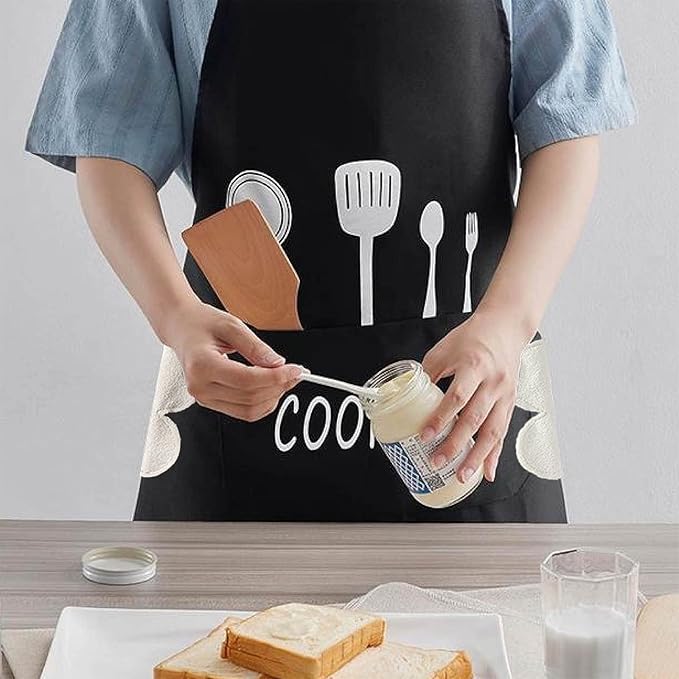 2pcs Black And Green Polyester Apron, Simple Apron, Thickened High Quality And Waist Apron, Fashion Housework Kitchen Home Work Clothes, Kitchen Supplies, Printed Apron