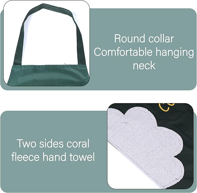 2pcs Black And Green Polyester Apron, Simple Apron, Thickened High Quality And Waist Apron, Fashion Housework Kitchen Home Work Clothes, Kitchen Supplies, Printed Apron