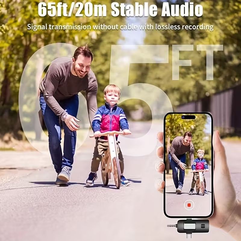 3-in-1 Receiver Wireless Lavalier Microphone Clear Radio Mic for iPhone - Android Phone//Computer/Laptop, Dual Lapel Mic with USB-C/3.5mm Plug for Recording, Vlog, Livestream, Podcast