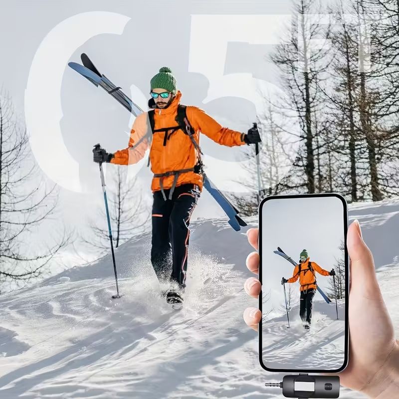 3-in-1 Receiver Wireless Lavalier Microphone Clear Radio Mic for iPhone - Android Phone//Computer/Laptop, Dual Lapel Mic with USB-C/3.5mm Plug for Recording, Vlog, Livestream, Podcast