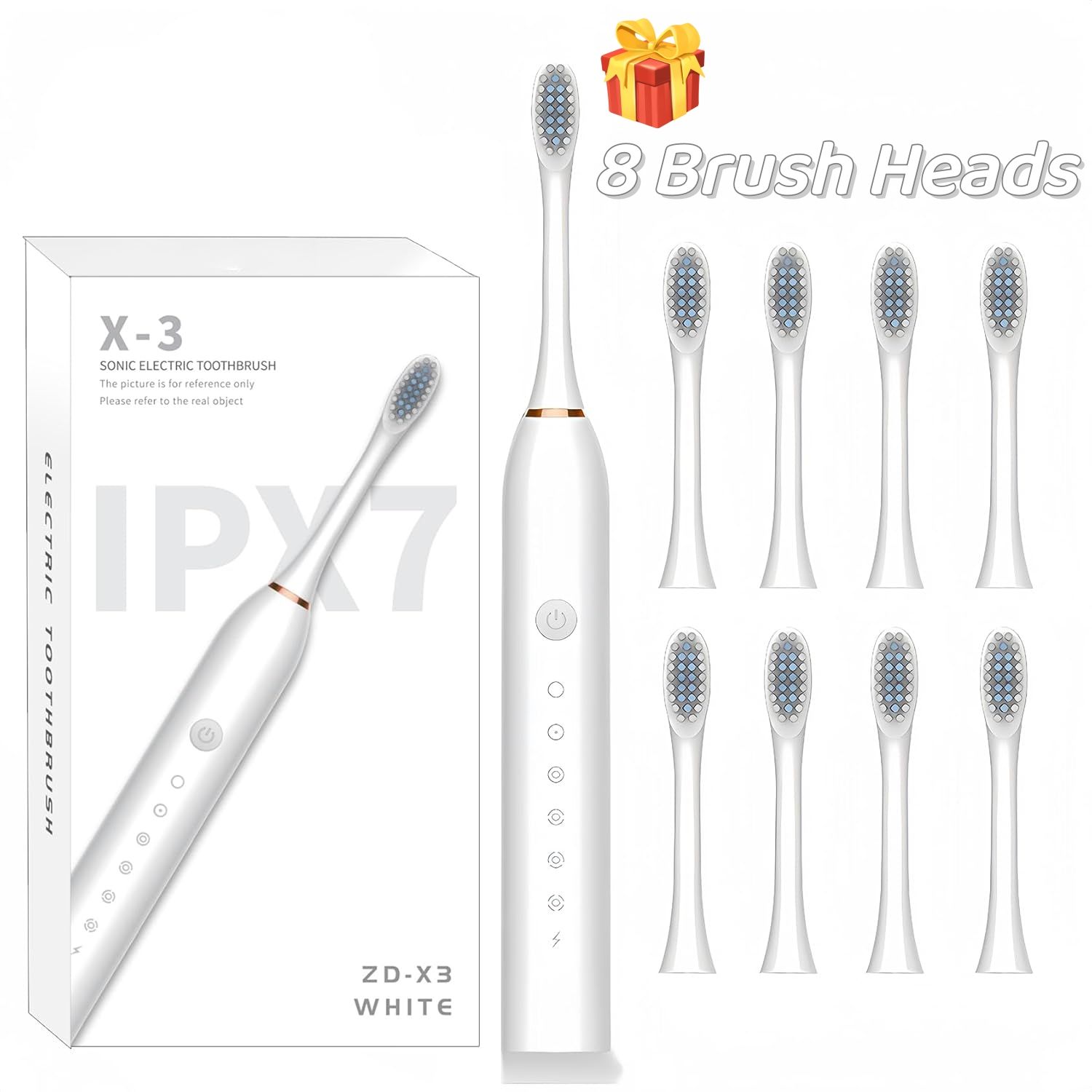 Electric Toothbrush for Adults and Kids, Sonic Powerd Whitening Toothbrush with 8 Brush Heads, 6 Cleaning Modes, 2 Mins Smart Timer, 42000 VPM, USB Rechargeable, One Charge for 60 Days