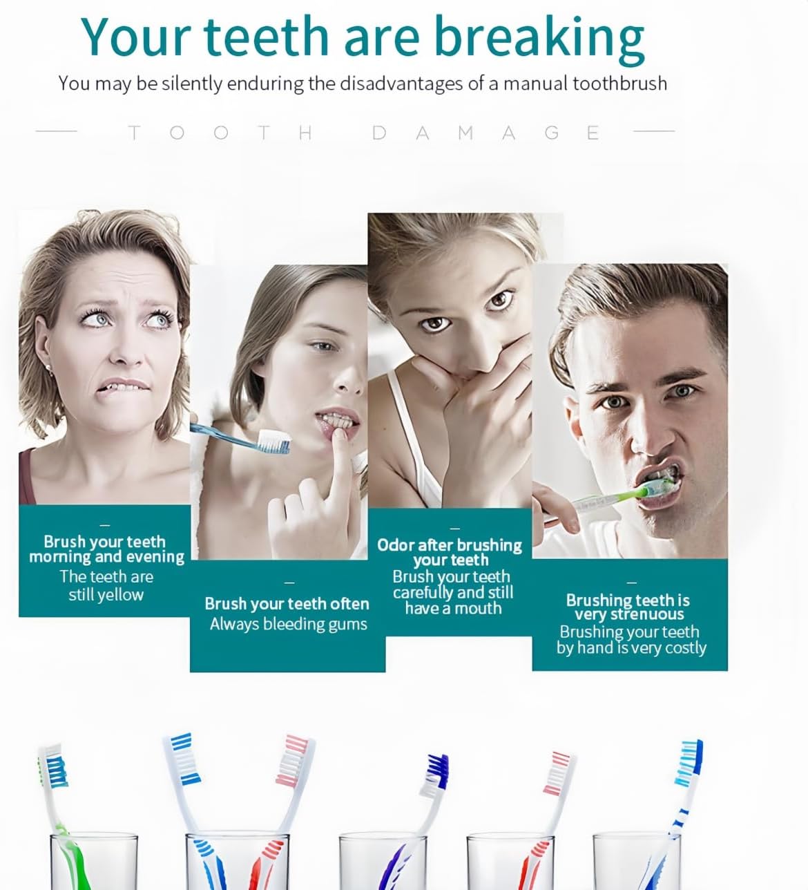 Electric Toothbrush for Adults and Kids, Sonic Powerd Whitening Toothbrush with 8 Brush Heads, 6 Cleaning Modes, 2 Mins Smart Timer, 42000 VPM, USB Rechargeable, One Charge for 60 Days