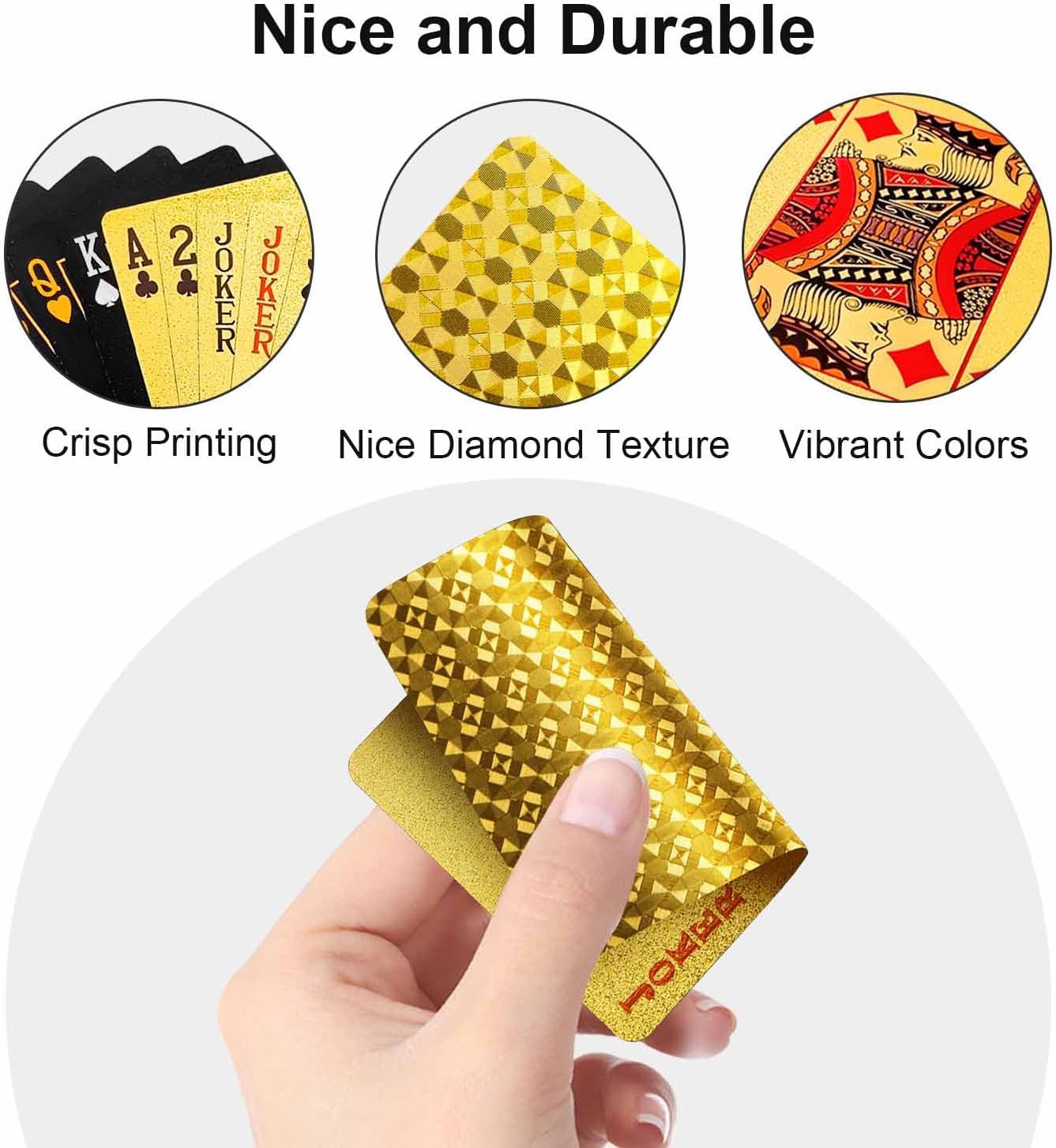 【Promotion】Black Golden Foil Poker, Waterproof Plastic Playing Cards, Table Game Cards For Gift Collection Christmas, Halloween Gift