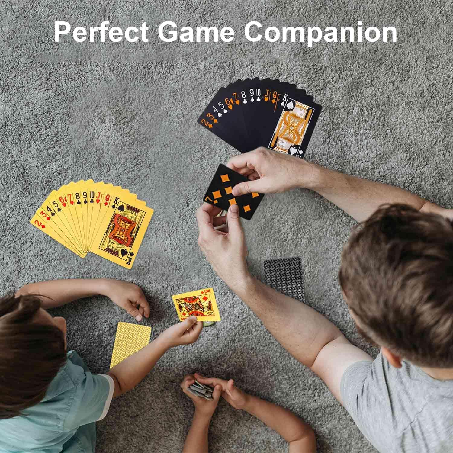 【Promotion】Black Golden Foil Poker, Waterproof Plastic Playing Cards, Table Game Cards For Gift Collection Christmas, Halloween Gift