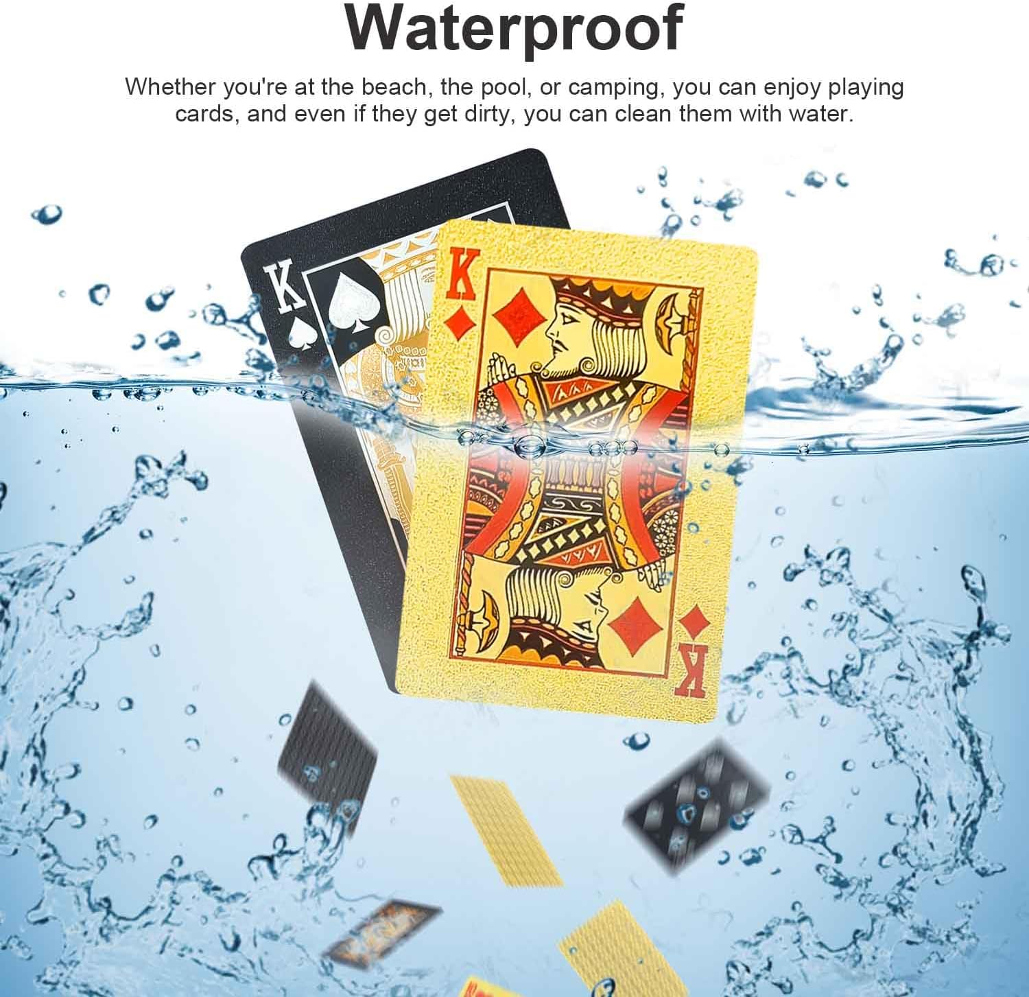 【Promotion】Black Golden Foil Poker, Waterproof Plastic Playing Cards, Table Game Cards For Gift Collection Christmas, Halloween Gift