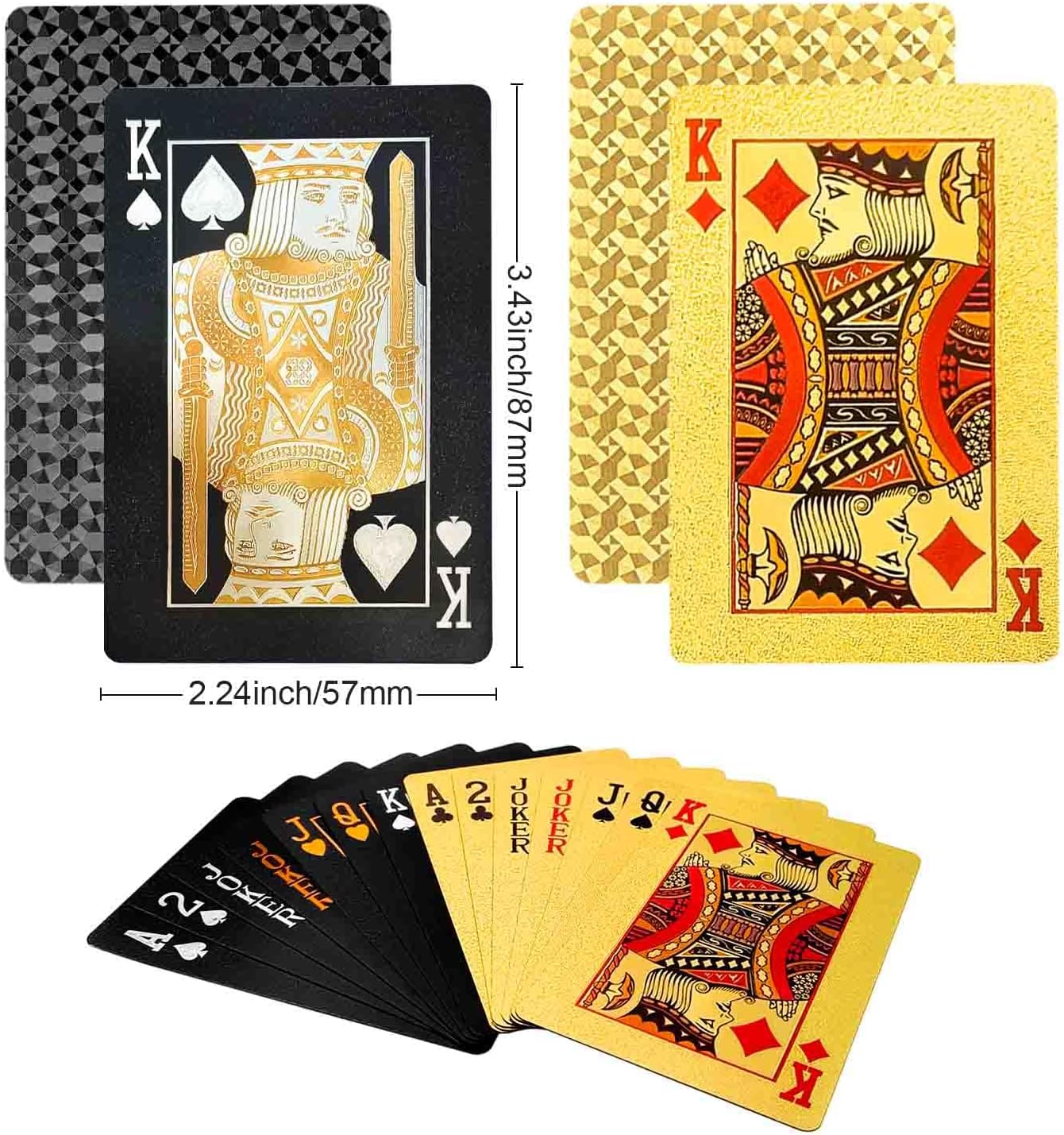 【Promotion】Black Golden Foil Poker, Waterproof Plastic Playing Cards, Table Game Cards For Gift Collection Christmas, Halloween Gift
