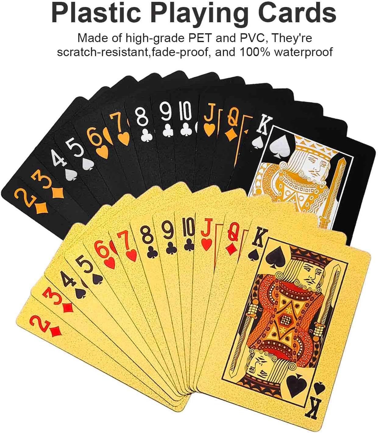 【Promotion】Black Golden Foil Poker, Waterproof Plastic Playing Cards, Table Game Cards For Gift Collection Christmas, Halloween Gift