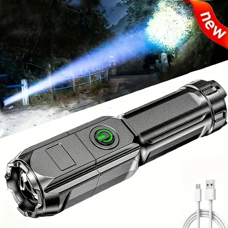 Strong Light Zoom Flashlight Cross-border Outdoor Multi-function Portable Home Small Flashlight Telescopic Zoom Lighting Lamp