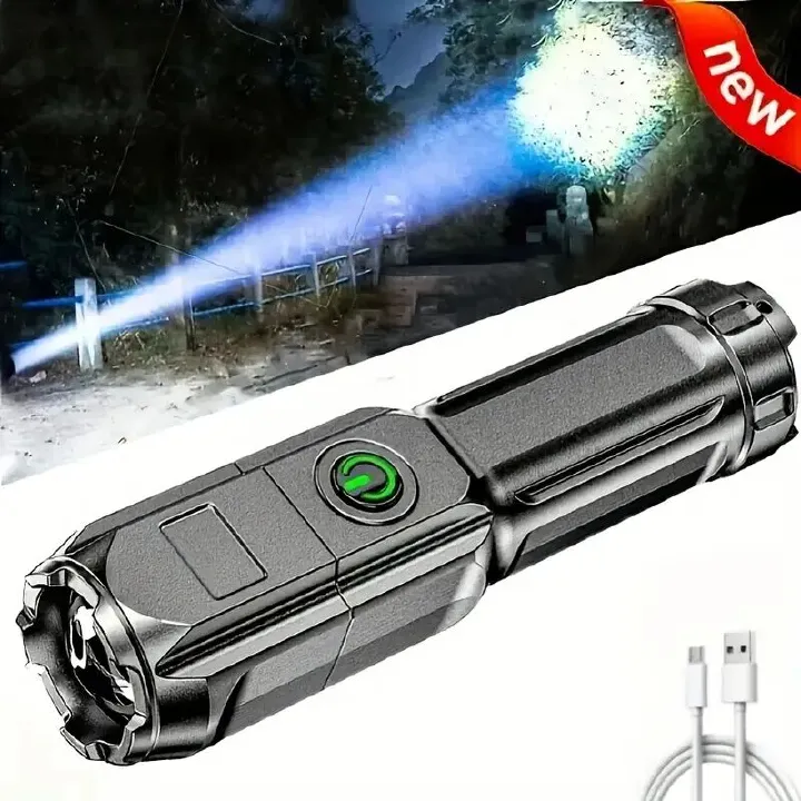 Strong Light Zoom Flashlight Cross-border Outdoor Multi-function Portable Home Small Flashlight Telescopic Zoom Lighting Lamp