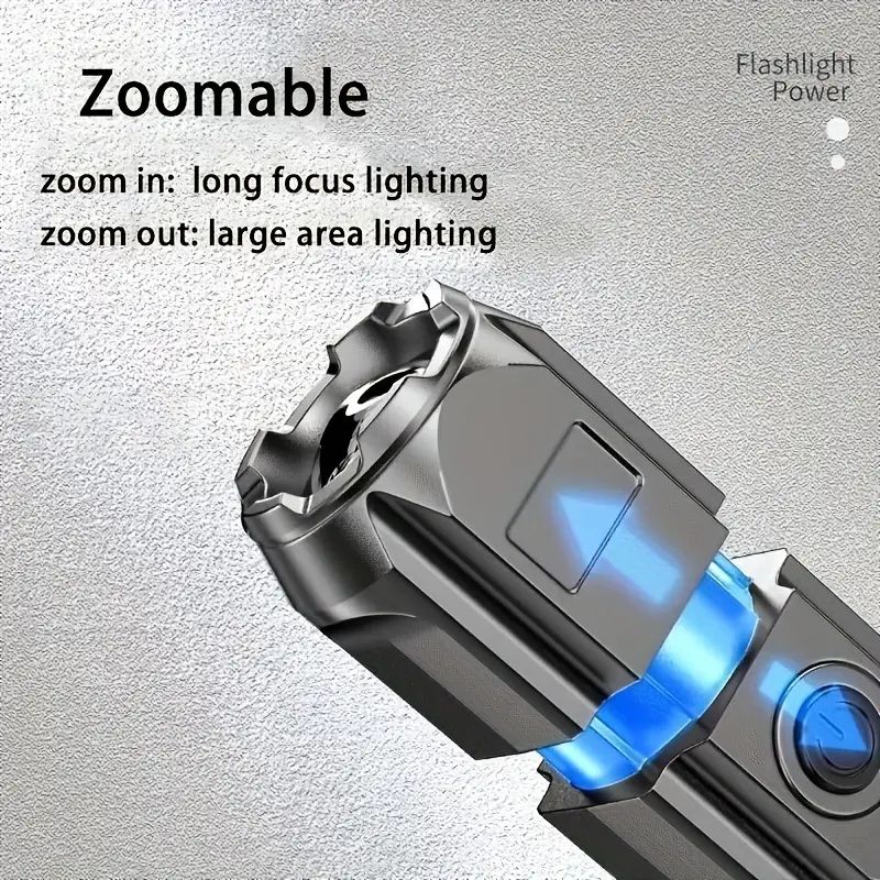 Strong Light Zoom Flashlight Cross-border Outdoor Multi-function Portable Home Small Flashlight Telescopic Zoom Lighting Lamp