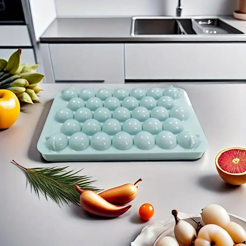 Round Ice Cube Tray with Lid, Mini Ice Ball Maker Mould for Freezer 33 Reusable Sphere Circle Ice Making Mold Easy Release for Water Cocktail Whiskey Coffee