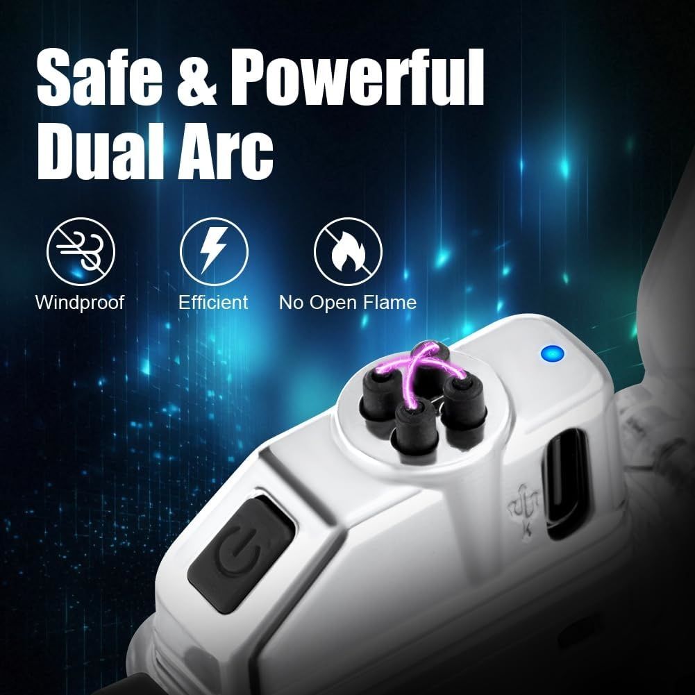 Electric Lighter, USB Plasma Arc Lighter, 3 Modes Flashlight Windproof and Waterproof Lighters, Rechargeable Lighters for Camping Hiking Outdoor Survival, Gifts for Men Him Dad Husband