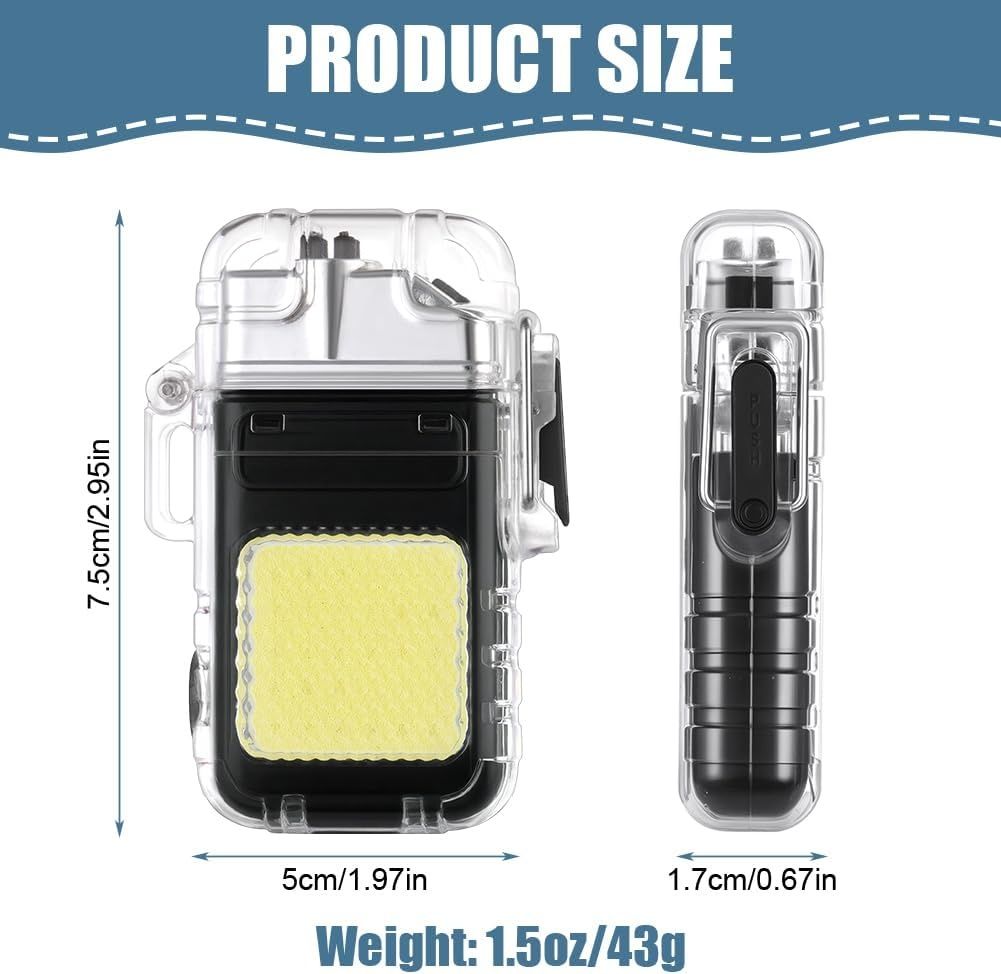 Electric Lighter, USB Plasma Arc Lighter, 3 Modes Flashlight Windproof and Waterproof Lighters, Rechargeable Lighters for Camping Hiking Outdoor Survival, Gifts for Men Him Dad Husband