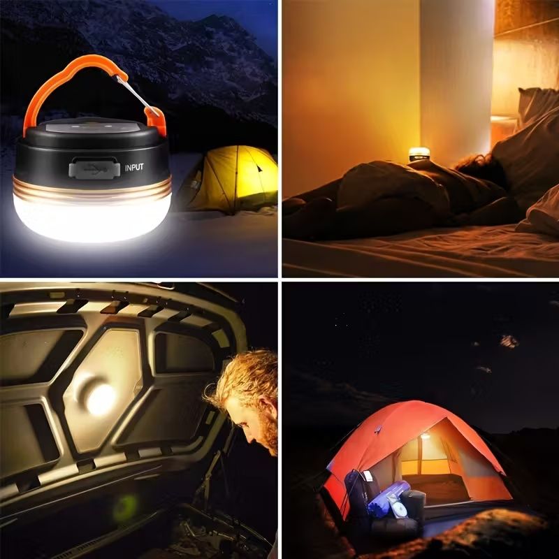 USB Rechargeable Outdoor  Lamp with Hook,Mini Portable Night Light, ABS Material Emergency Flash Light Lamp,3 Light Modes,1800mAh for Camping,Exploring,Fishing,Home,Activities,Parties,Indoor