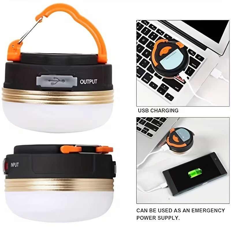 USB Rechargeable Outdoor  Lamp with Hook,Mini Portable Night Light, ABS Material Emergency Flash Light Lamp,3 Light Modes,1800mAh for Camping,Exploring,Fishing,Home,Activities,Parties,Indoor