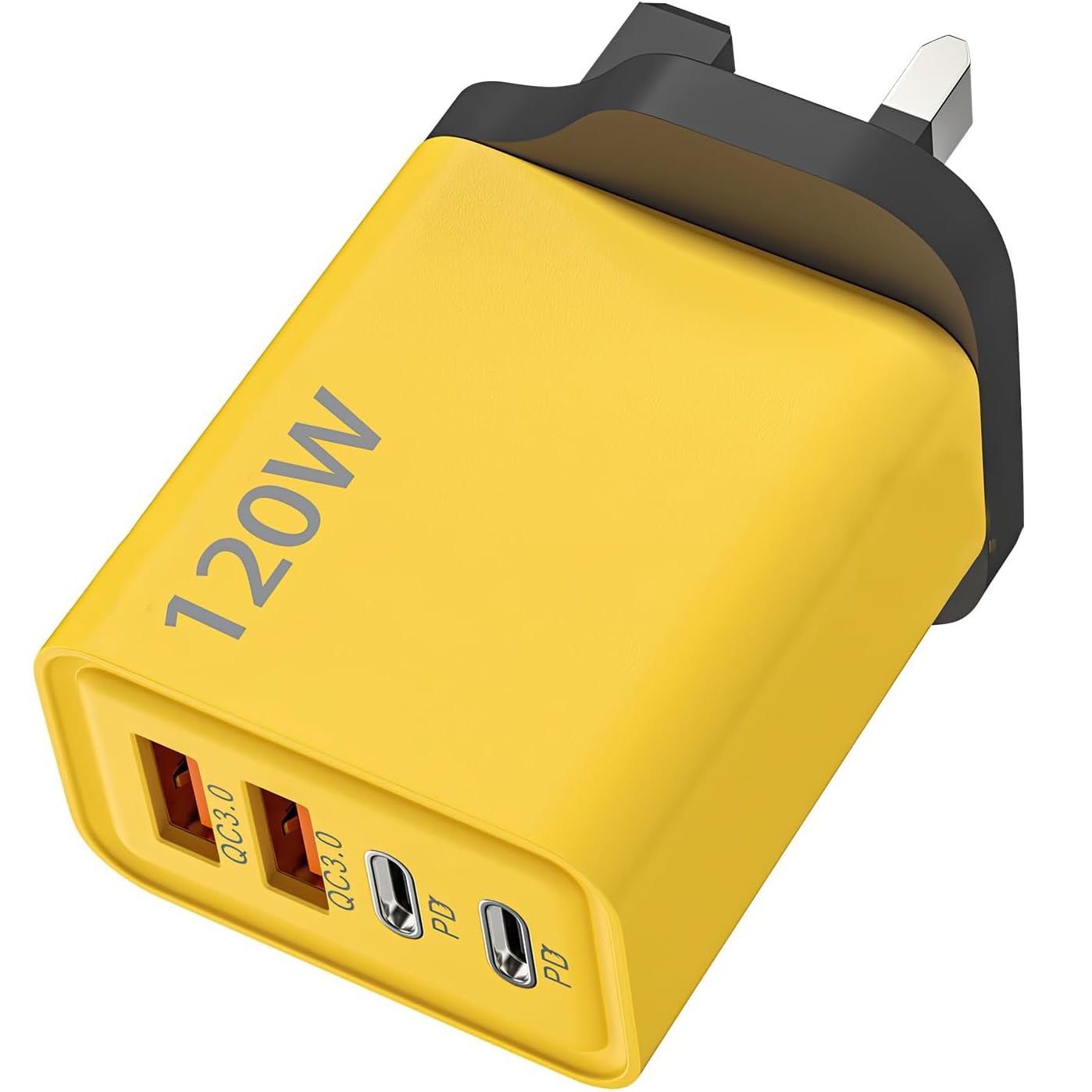 120W Multi USB C Plug 4-Port UK Charger Plug Fast Charging USB Plug Dual Port PD QC Wall Charger Head Type C Charger Head