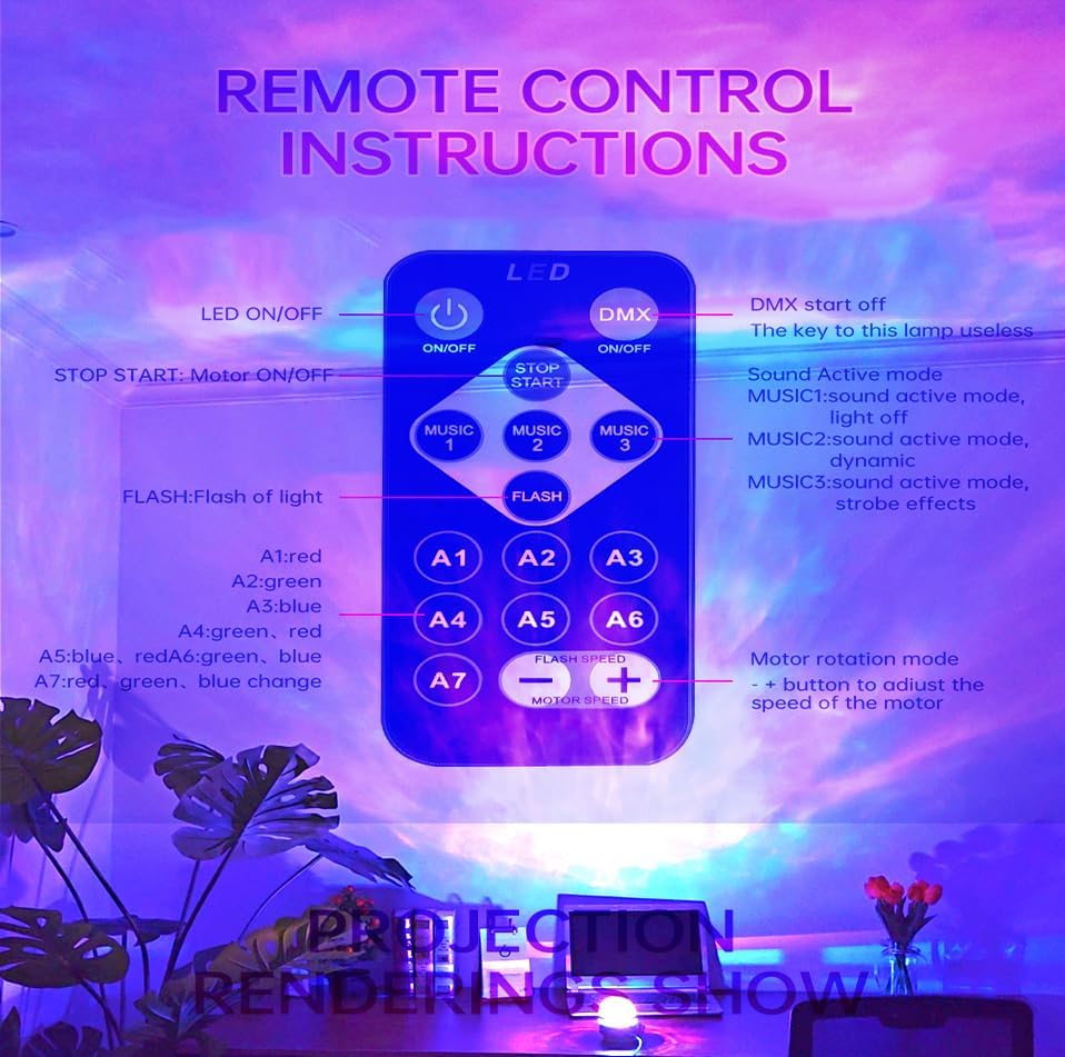 【Promotion】2 in 1 Northern Galaxy Light, Northern Lights and Ocean Wave Projector with Remote CoLntrol, RGB Colorful Night Light for Bedroom Home Decor Gifts (Aurora & Wave)