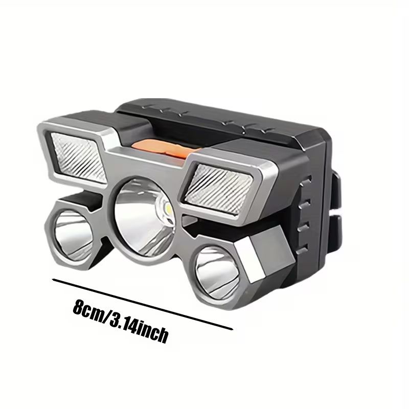 Headlamp With Built In Battery USB Rechargeable Home Decoration Hardware Tools, 4 Modes Portable Head Flashlight, Lightweight 5 LED Headlight, Outdoor Camping Fishing Lantern Mining Headlamp