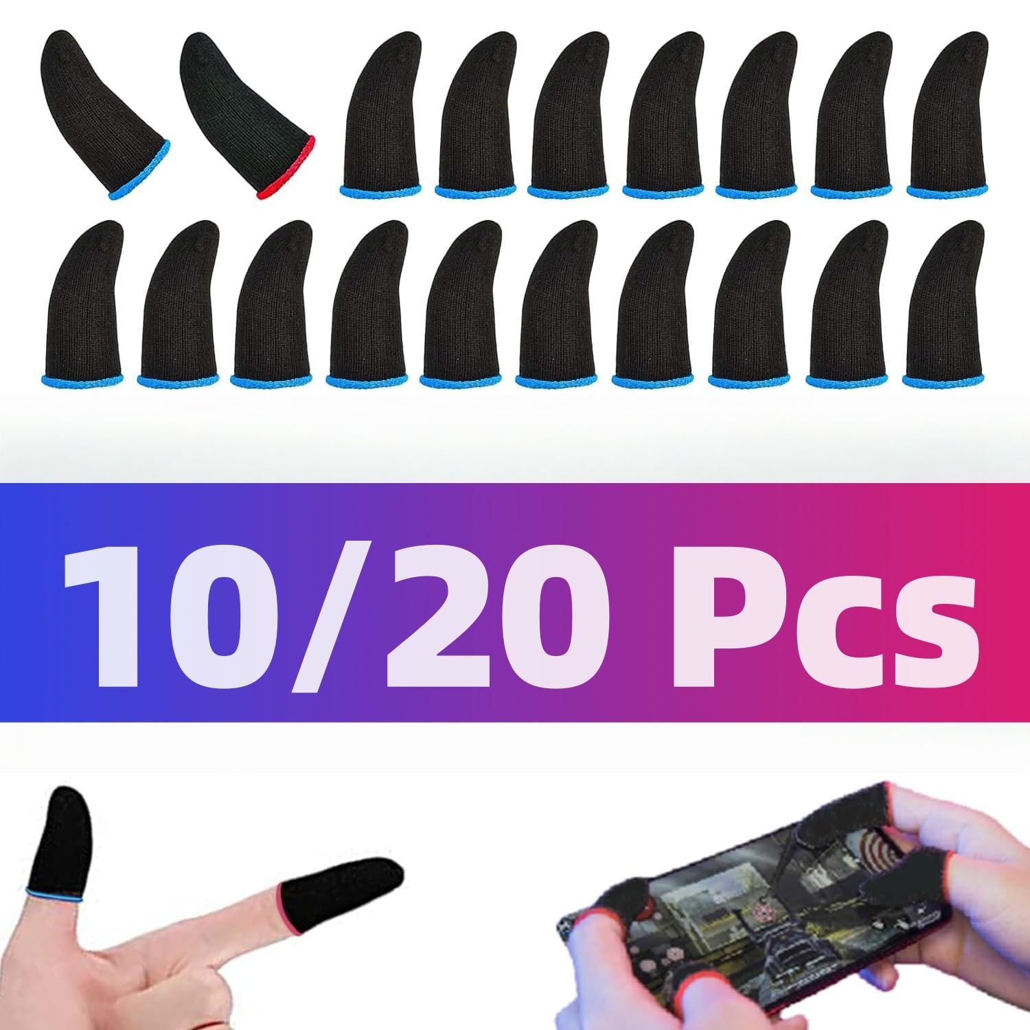 Finger Protectors Finger Sleeve Gaming 10/20 Pcs High Sensitivity Finger Sleeves for Mobile Gaming Anti-sweat Thumb Sleeves Gaming Mobile, Breathable Finger Gloves for Mobile Game Competition