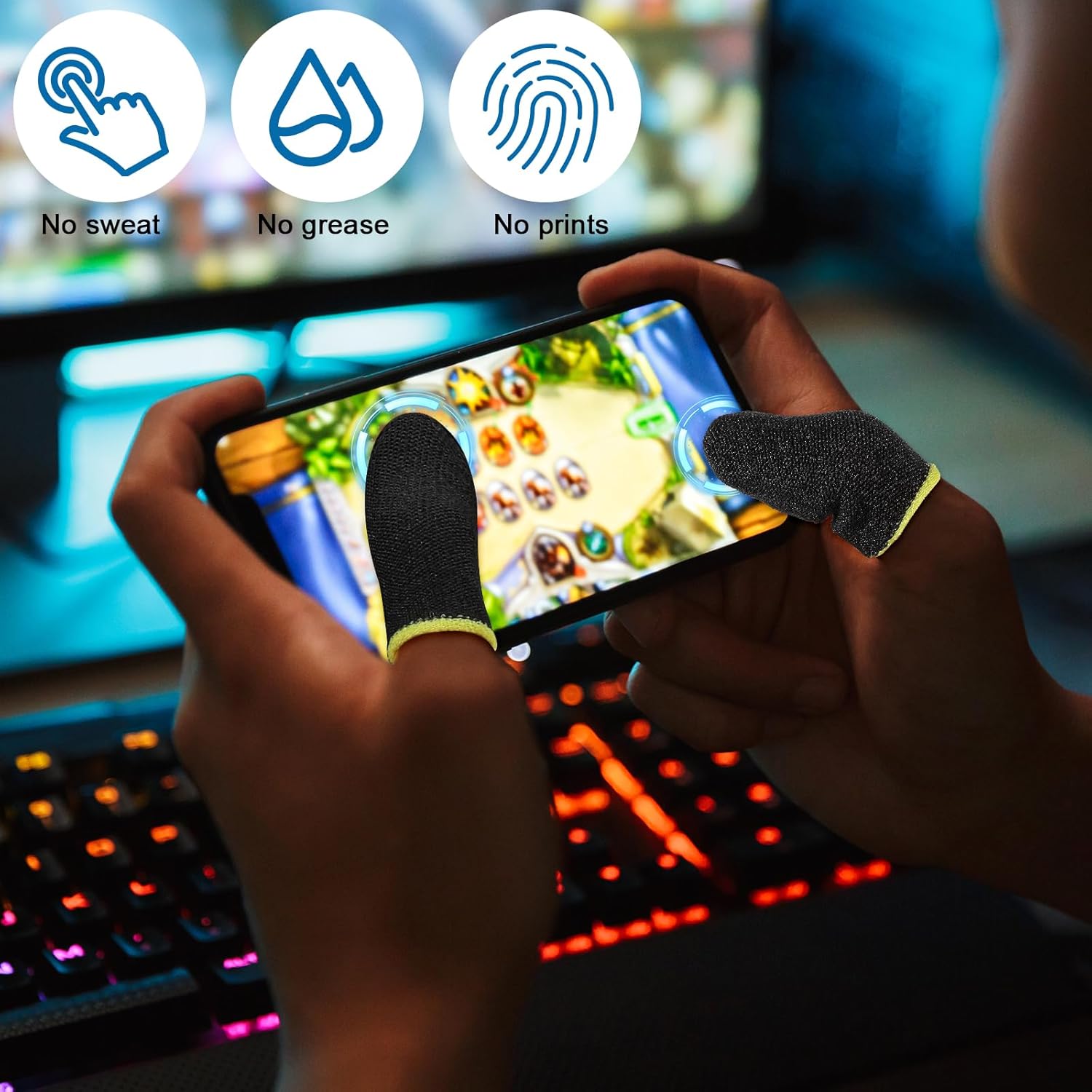 Finger Protectors Finger Sleeve Gaming 10/20 Pcs High Sensitivity Finger Sleeves for Mobile Gaming Anti-sweat Thumb Sleeves Gaming Mobile, Breathable Finger Gloves for Mobile Game Competition