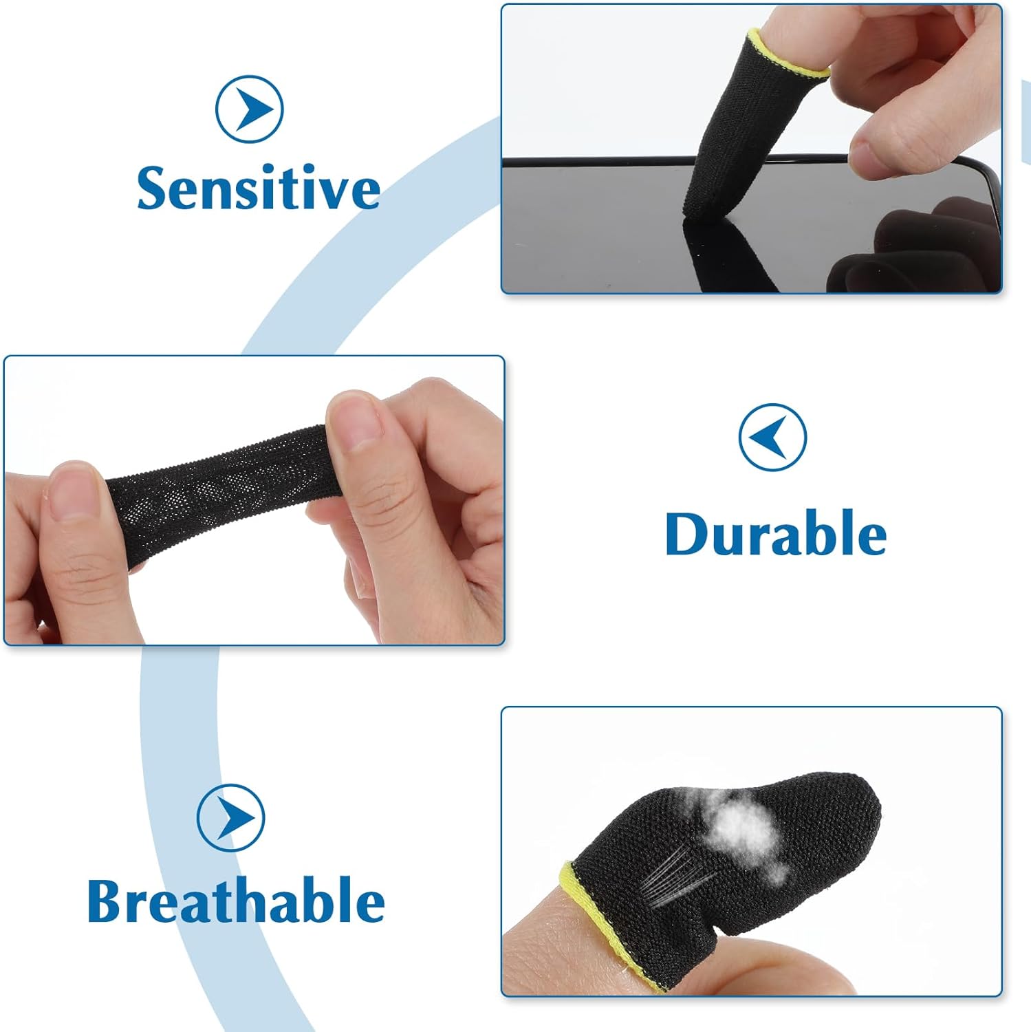 Finger Protectors Finger Sleeve Gaming 10/20 Pcs High Sensitivity Finger Sleeves for Mobile Gaming Anti-sweat Thumb Sleeves Gaming Mobile, Breathable Finger Gloves for Mobile Game Competition