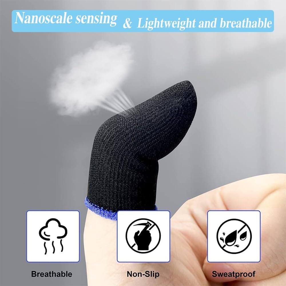 Finger Protectors Finger Sleeve Gaming 10/20 Pcs High Sensitivity Finger Sleeves for Mobile Gaming Anti-sweat Thumb Sleeves Gaming Mobile, Breathable Finger Gloves for Mobile Game Competition