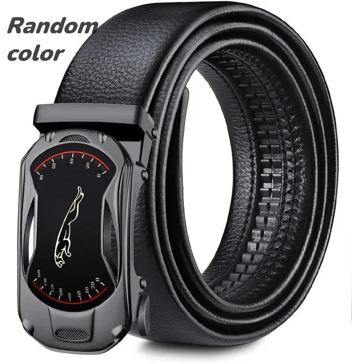 Men's Belts Men's Leather Belt Automatic Buckle Trendy Casual Denim Belt Men's Cowhide Belt,120 cm