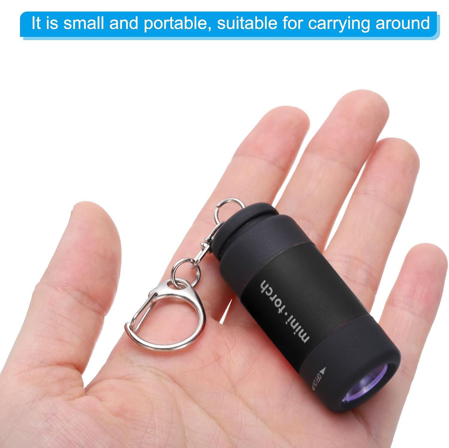 Mini Keychain Flashlight, Pocket LED Flashlight Portable Torch USB Rechargeable for Outdoor Camping Party, Black