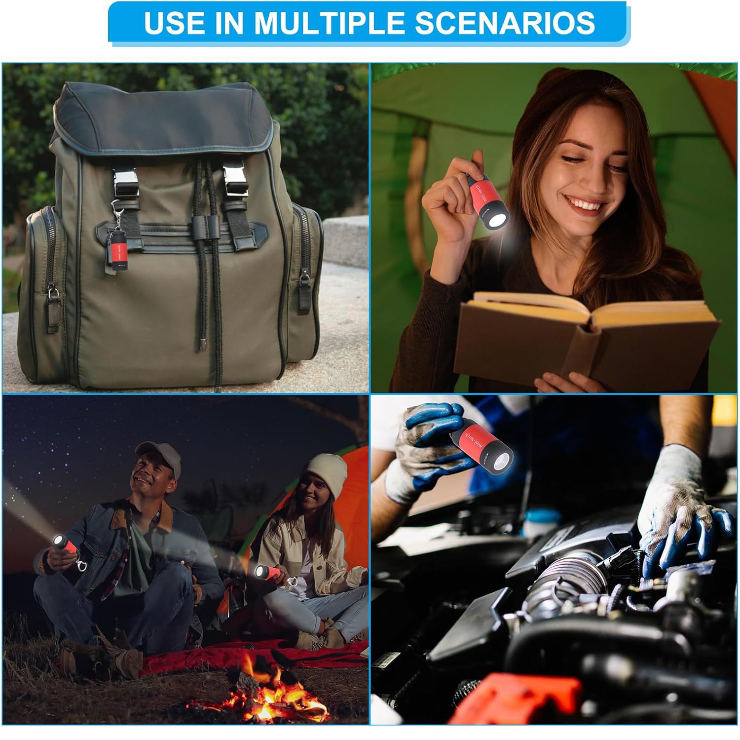 Mini Keychain Flashlight, Pocket LED Flashlight Portable Torch USB Rechargeable for Outdoor Camping Party, Black