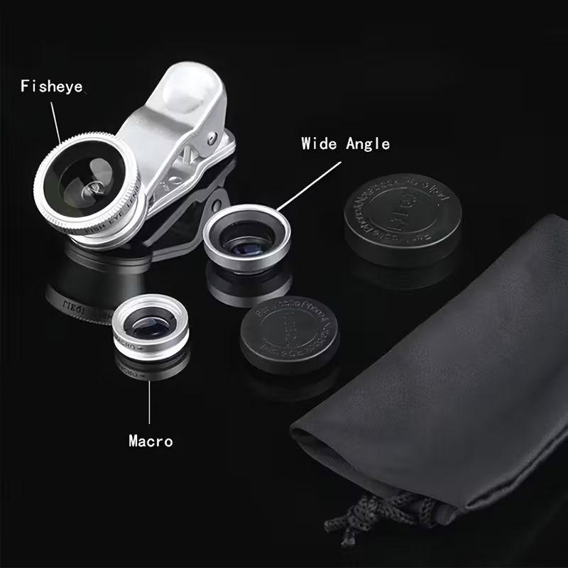 3-In-1 Mobile Phone Lens Featuring Fisheye, Wide-Angle, And Macro Capabilities, 180 Degree,Compatible with Universal Smartphones