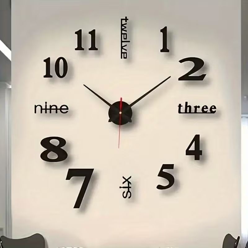 DIY Wall Clock Modern Large 3D Wall Clock Stickers Mirror Surface Frameless Clock Home Office Hotel Decoration