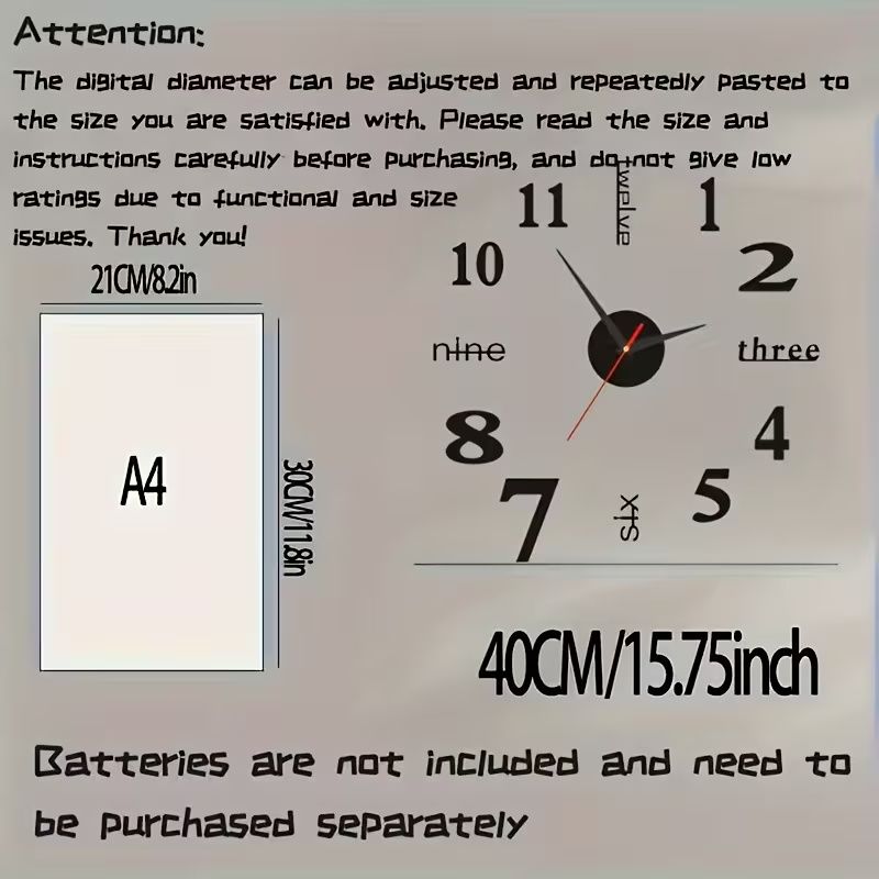 DIY Wall Clock Modern Large 3D Wall Clock Stickers Mirror Surface Frameless Clock Home Office Hotel Decoration