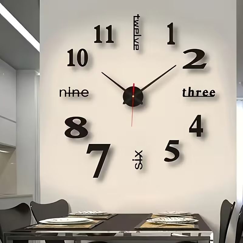 DIY Wall Clock Modern Large 3D Wall Clock Stickers Mirror Surface Frameless Clock Home Office Hotel Decoration