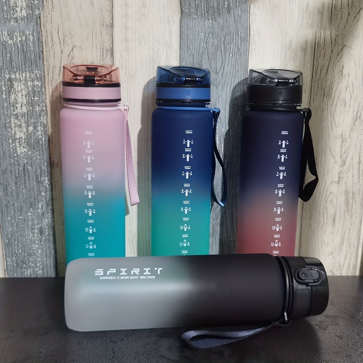 1pc 1000ml Portable Sports Fitness Travel Water Bottle | Gradient Color Plastic, Leak Proof, Oval Shape, Perfect for Summer Fall Winter, Suitable for School Students, Office, Camping