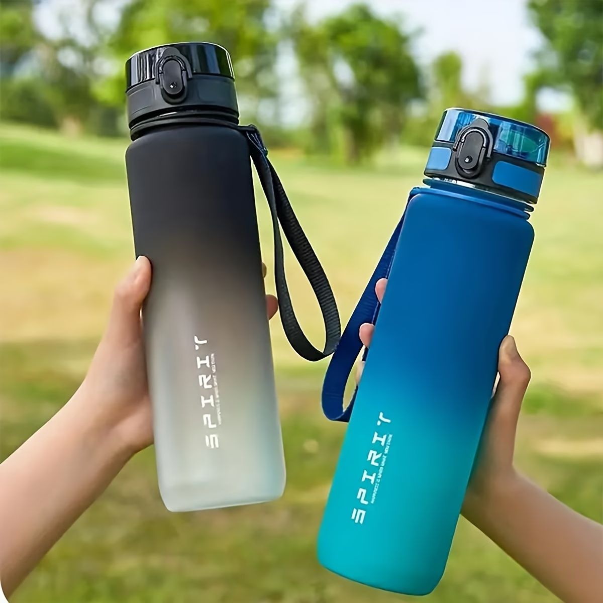 1pc 1000ml Portable Sports Fitness Travel Water Bottle | Gradient Color Plastic, Leak Proof, Oval Shape, Perfect for Summer Fall Winter, Suitable for School Students, Office, Camping
